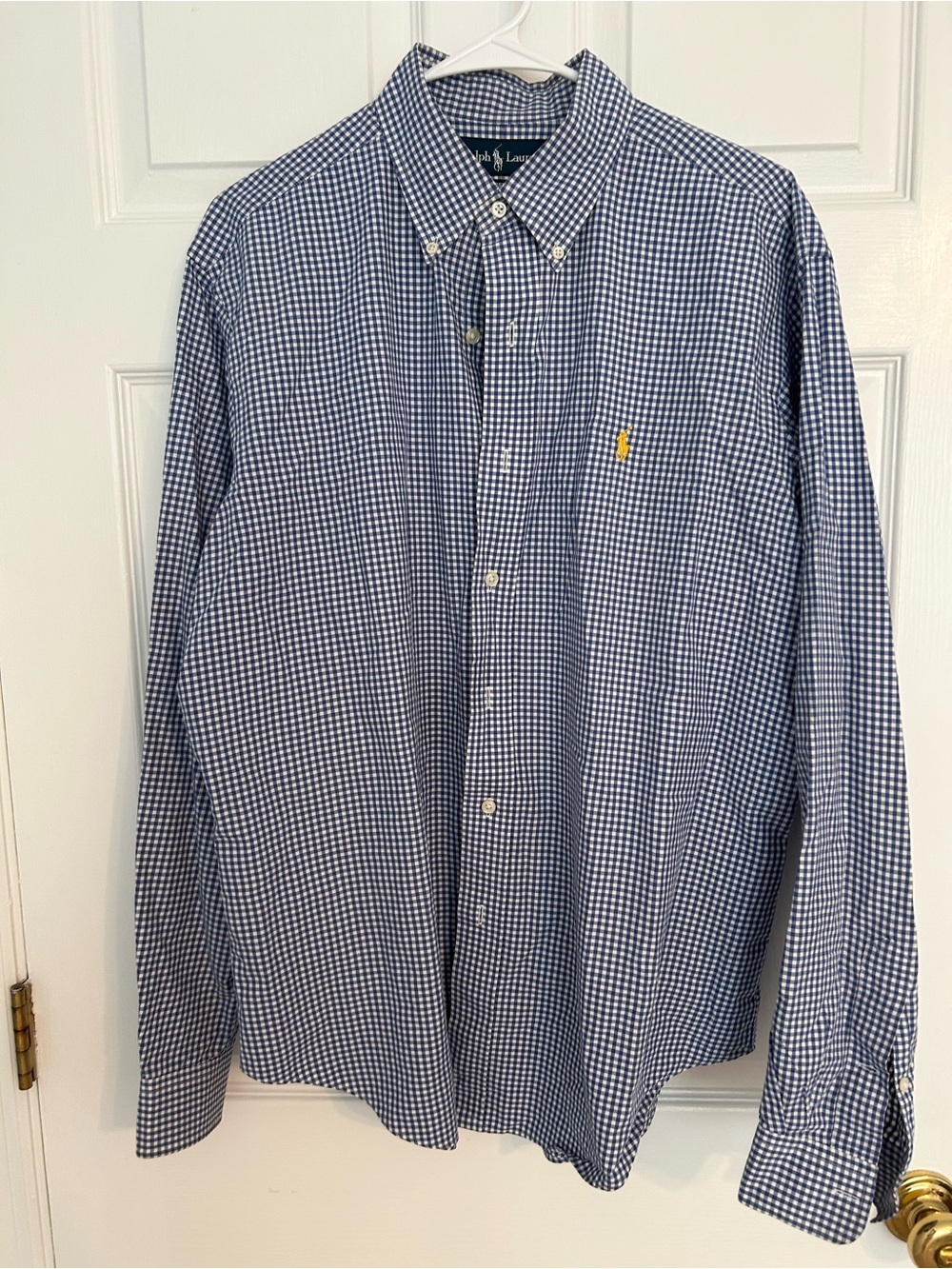 Ralph Lauren Blue and White Gingham Button-Down Shirt